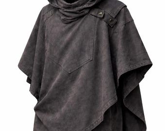 Grofgebreide poncho met capuchon – gezellige winterlaag, uniseks elegantie