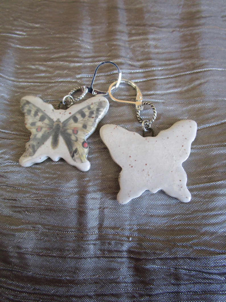 Ravissantes boucles d/'oreilles en c\u00e9ramique Papillons