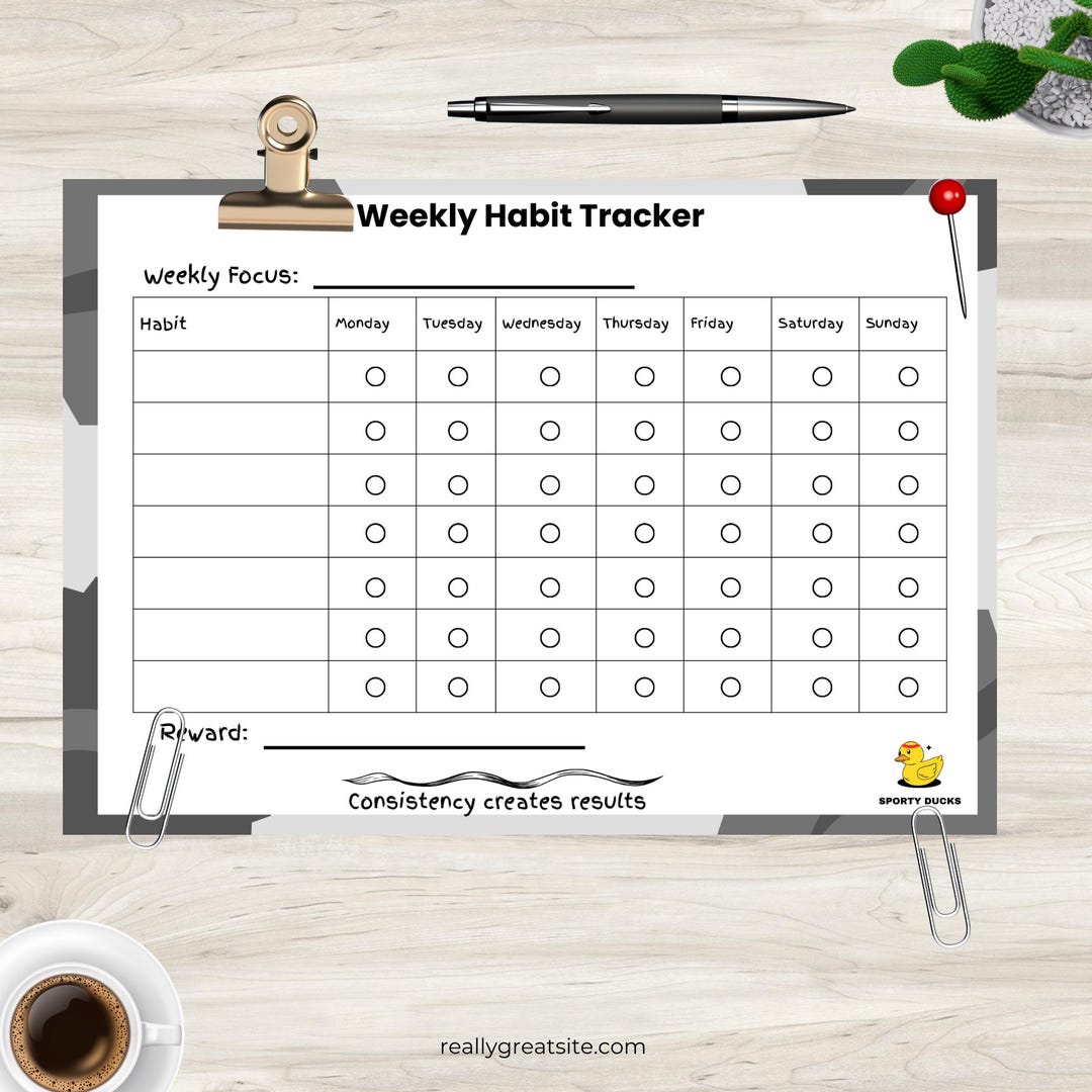 Minimalist Weekly Habit Tracker | Printable Routine Planner (digital ...