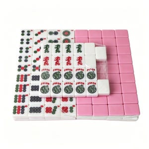 Mahjong Studios – Amerikanskt Mahjong-plattset (166 plattor), Mah Jong tiles back pink