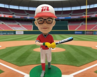 Statuetta personalizzata di allenatore di baseball con testa oscillante, statuetta personalizzata di arbitro, statua artistica in argilla polimerica