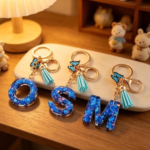 Smith Olive Michael Name Resin Initial Keychain Custom Letter Keyring