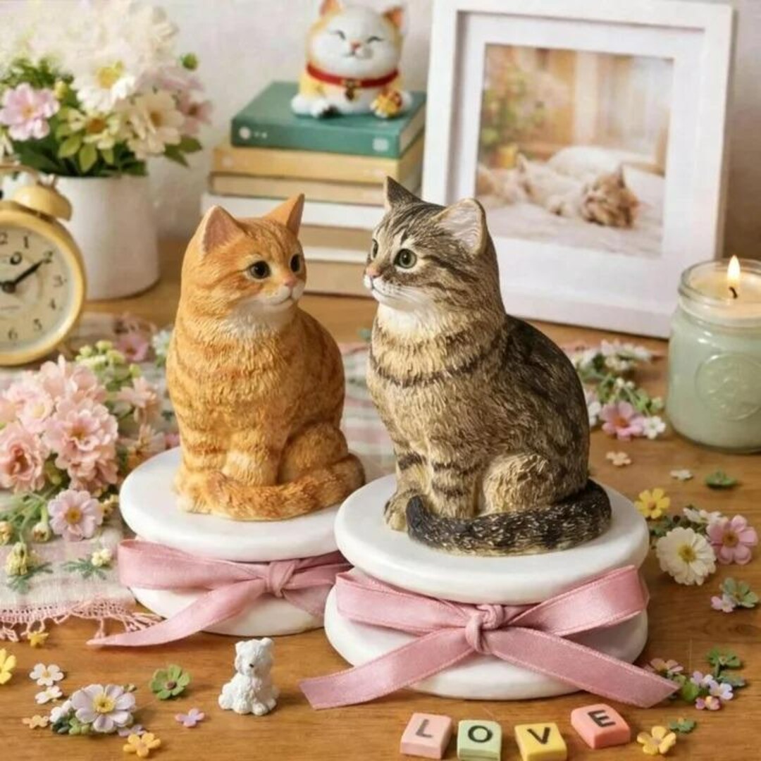 Custom Tabby Cat Clay Sculpture, Handmade Pet Memorial Figurine - Etsy