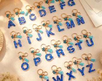 Resin Alphabet Keychain, Flower Tassel Bag Pendant, Initial Charm Gift