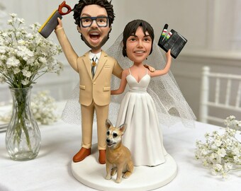 Decorazione personalizzata per torta nuziale, statuetta personalizzata per la coppia, statua musicale realizzata a mano, regalo in argilla polimerica