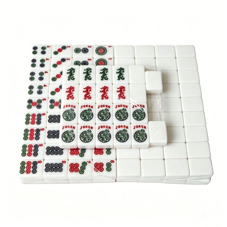 Mahjong Studios – Amerikanskt Mahjong-plattset (166 plattor), Mah Jong tiles back white
