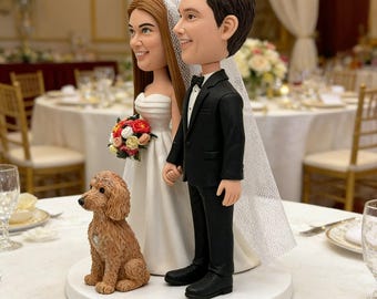 Decorazione personalizzata per torta nuziale, con coppia di animali domestici, statuetta realizzata a mano in argilla polimerica.
