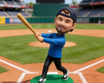 Statuetta personalizzata di un lanciatore di baseball con testa oscillante, action figure personalizzata da foto, statua sportiva realizzata a mano