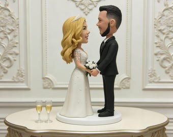 Statuetta nuziale minimalista personalizzata, scultura di coppia realizzata a mano, regalo di nozze moderno