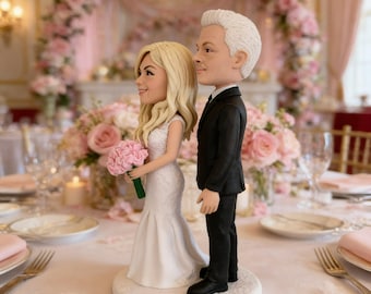 Decorazione personalizzata per torta nuziale di famiglia, statuetta personalizzata per sposi e neonati, ricordo in ceramica
