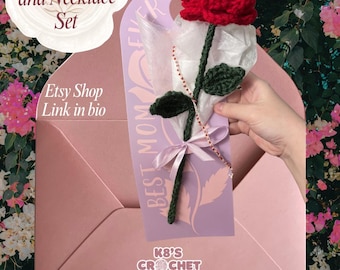 Set per la Festa della Mamma: rosa all'uncinetto e collana