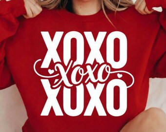 XOXO Graphic Sweatshirt, Valentines Day Crewneck Pullover