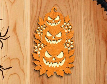 3D Jack O Lantern Layered SVG, Halloween Pumpkin Laser Cut File