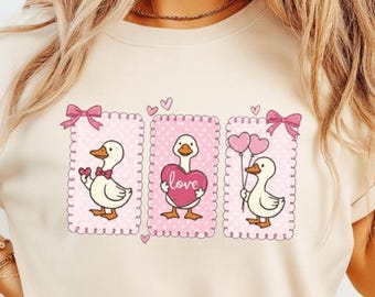 Valentine Goose PNG Clipart: Preppy Cartoon Bird Design (Digital Download)