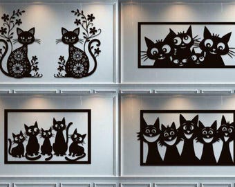 Laser Cut Cat Wall Art, Silhouette Decor SVG Bundle (Digital Download)