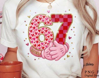 Valentine's Day 67 PNG: Romantic Number Design (Digital Download)