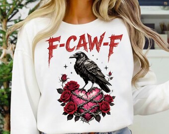 Sarcastic Raven Anti-Valentine PNG, Goth Broken Heart Design (Digital Download)