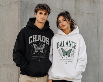 Couple Hoodie Mockup Bundle, Black White Unisex Front Back PNG Mockup