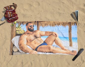 Toalla de playa con diseño de osito de peluche / Toalla de piscina extragrande con estampado de arte costero (varios tamaños)