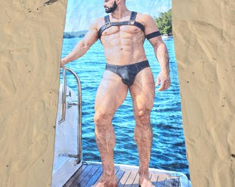 Toalla de playa Lee Holder / Pose de barco, Arte costero, Toalla de piscina extragrande de lujo (varios tamaños)