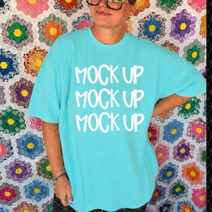 Chalky Mint Comfort Colors Shirt Mockup | Teal Boutique PNG Sublimation (Digital Download)