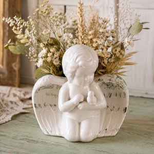 テラコッタ壁掛け✳︎フラワーベース　イギリス　オブジェ　エンジェル Vintage Angel Planter - Etsy