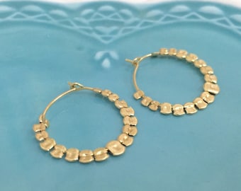 Gold Hoop Earrings, Gold  beads hoop, Gold beaded earrings, minimalist hoop earrings, gift for her, Black Friday sale