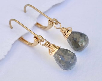 Labradorite earrings, gold Labradorite earrings, dangle earrings