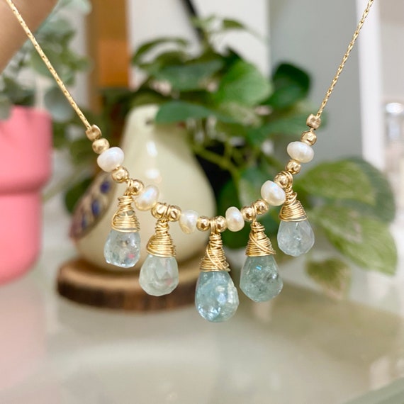 Aquamarine drop shop necklace