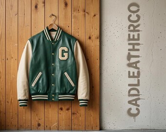 Op maat gemaakt leren varsityjack – gepersonaliseerde bomber, collegestijl, handgemaakt echt leer