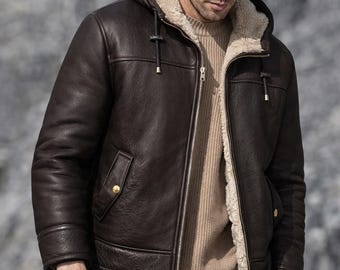 Natural Shearling Moto Jacke für Herren | CADLEATHERCO Schaffell-Heritage-Mantel