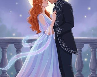 Custom Romantasy Couple Illustration for Authors, Fantasy Romance Art Commission, Bookish Character Couple Portrait