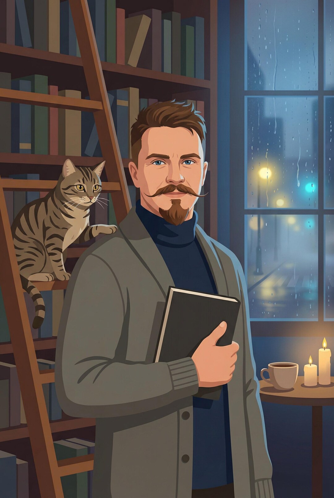 Custom Book Character Illustration for Authors, Personalized Male ...