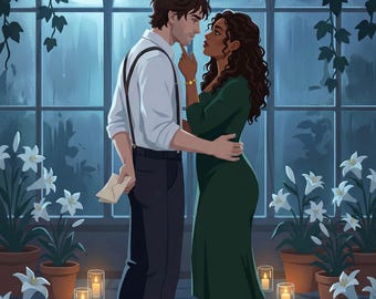Benutzerdefinierte Romanze Buch Illustration, Paar Szene Auftrag, Märchenbuch Stil, digitaler Download