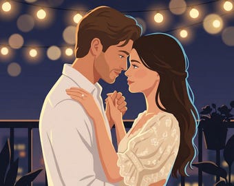 Benutzerdefinierte Rom-Com Paar Illustration, Buchszene Kunstwerk für Autoren, Romantische Charakter Enthüllen Kunst