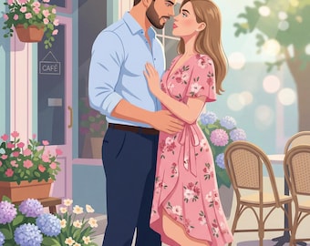 Benutzerdefinierte Romanze Buchillustrationen für Autoren, OC Character Art Picks, personalisierte Paarszene, Rom Com Cover Style Art