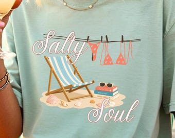 Salty Soul Summer Comfort Colors® Shirt, Summer Vacation Tee Tshirt, Beach Tee, Salty T-shirt, Vintage Beach Shirt