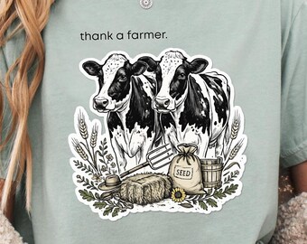 Thank A Farmer Shirt, Support Local Farms Tee, Beef Farmer Shirt, Western Cow Shirt, Farming Gift, Gift for Cowgirl