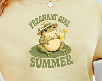 Pregnant Girl Summer Shirt, Funny Frog Pregnancy T-Shirt, Maternity Summer Tee, Summer Pregnancy Announcement