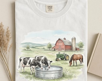 90s Farm T-Shirt, Retro Cow & Red Barn Farm Sweatshirt, Vintage Cute Farm Tee, Vintage Nostalgia Crewneck, Cow Lover Tee