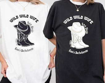 Wild Wild Wife Custom Bachelorette Shirt, Cowgirl Bride Tee, Comfort Colors Bride Tee, Personalized Bach Shirts, Matching Bridal Squad