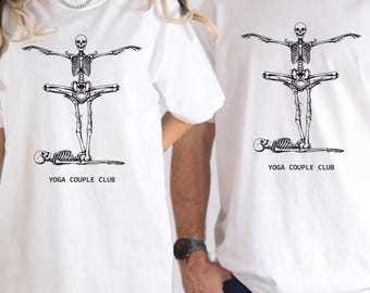 Custom Yoga Couple Shirt, Skeleton Yoga Oversized T-Shirt, Yoga Lover Shirt, Skeleton Sweatshirt, Yoga Shirt, Workout Shirt
