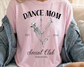 Custom Dance Mom Social Club Sweatshirt, Skeleton Pole Dance Shirt, Vintage Cowgirl Shirt, Pole Dancing Skeletons, Gift for Pole Dancer