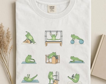 Cute Frog Pilates Tee, Funny Animal Workout Tee, Pilates Lover Gift for Women, Pilates Humor Top, Yoga Frog Shirt, Funny Workout Shirt