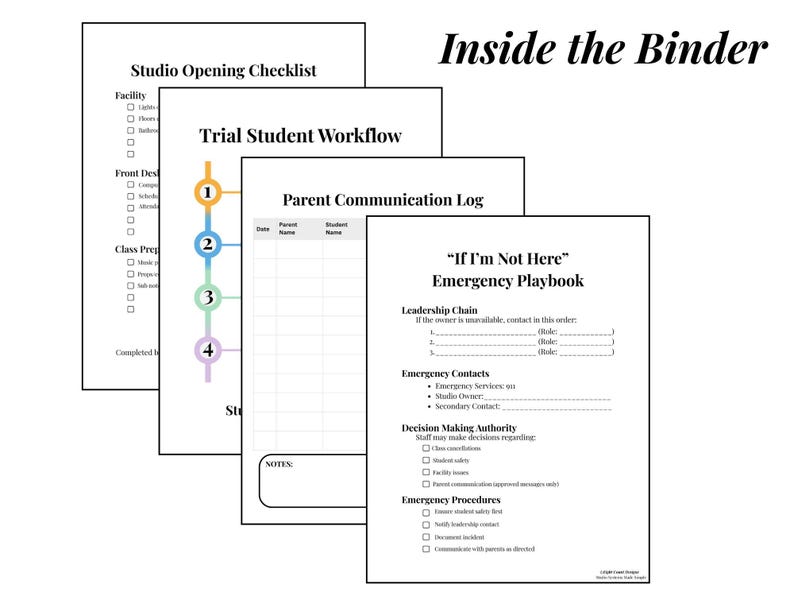 Dance Studio Operations Binder I Studio Owner Systems & Sops I Editable ...