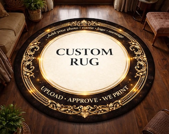 Personalized Custom Round Rug with Your Photo, Logo, Name or Message | Round Area Rug for Home, Office & Wedding Gift Decor
