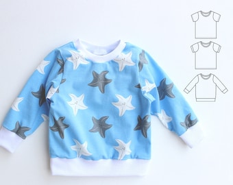 JELLY Children Boy Girl T-shirt pattern Sweatshirt pattern Pdf, Toddler T Shirt, Short and Long Sleeves, Girl Boy Jersey Knit, 0 - 10y