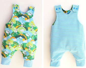 JUMPY Baby Romper sewing pattern Pdf, REVERSIBLE Jersey Woven Harem romper, Children Baby Boy Girl romper, Toddler romper, newborn to 6 yrs