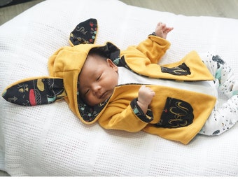 Jersey & Woven Reversible Jacket pattern | preemie -10 years | Bunny and Bear | BUDDY BUDDY Baby Children Hooded Jacket pattern Pdf sewing