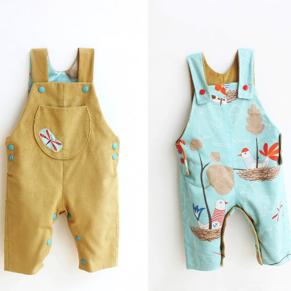 AHOY LINED Reversible Romper sewing pattern Pdf, Toddler Baby Boy Girl Dungaree Jon Jon Jumper, Leg opening, newborn up to 4 years